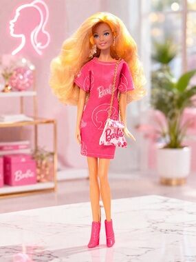 Barbie Pink Logo Shift Dress Doll Outfit-Doll Not Included